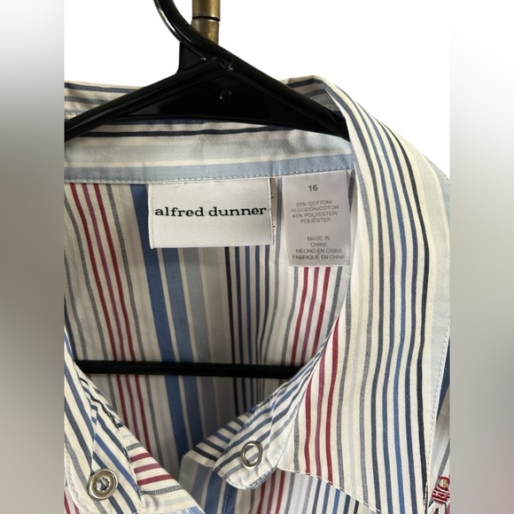 Alfred summer striped red white and blue boat boy long sleeve button down shirt - Picture 3 of 5